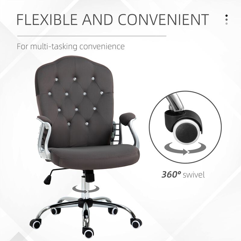Velvet Office Chair Desk Chair with 360 Degree Swivel Wheels Adjustable Height Tilt Function