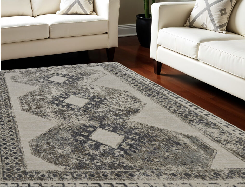 HomeRoots Abstract Power Loom Worn Faded Area Rug