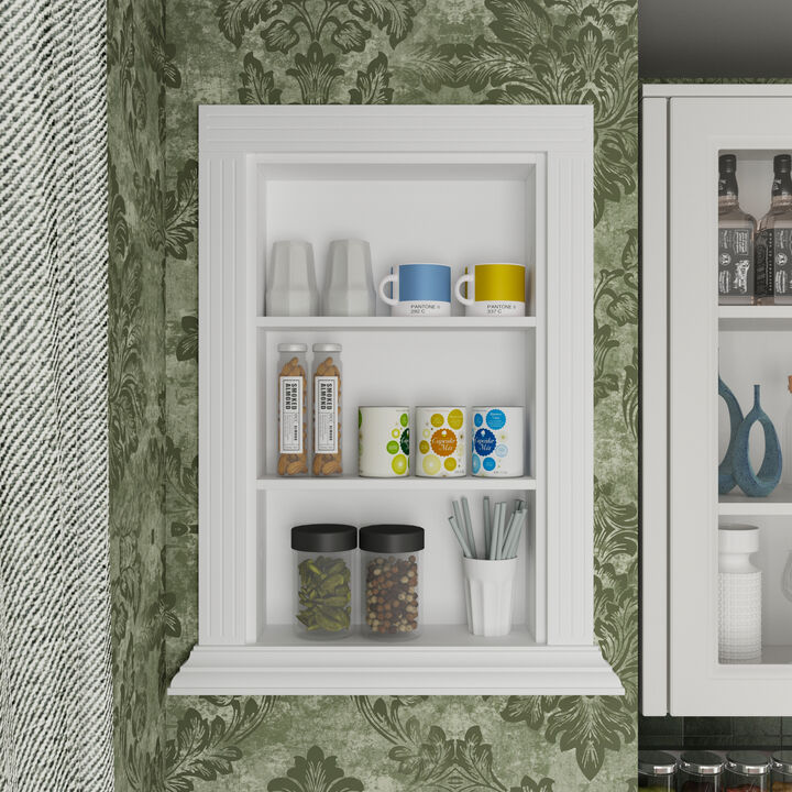 FUFU&GAGA Recessed Bathroom Wall Cabinet with three Shelves, (18.5" W x 3.8" D x 27.3" H),White