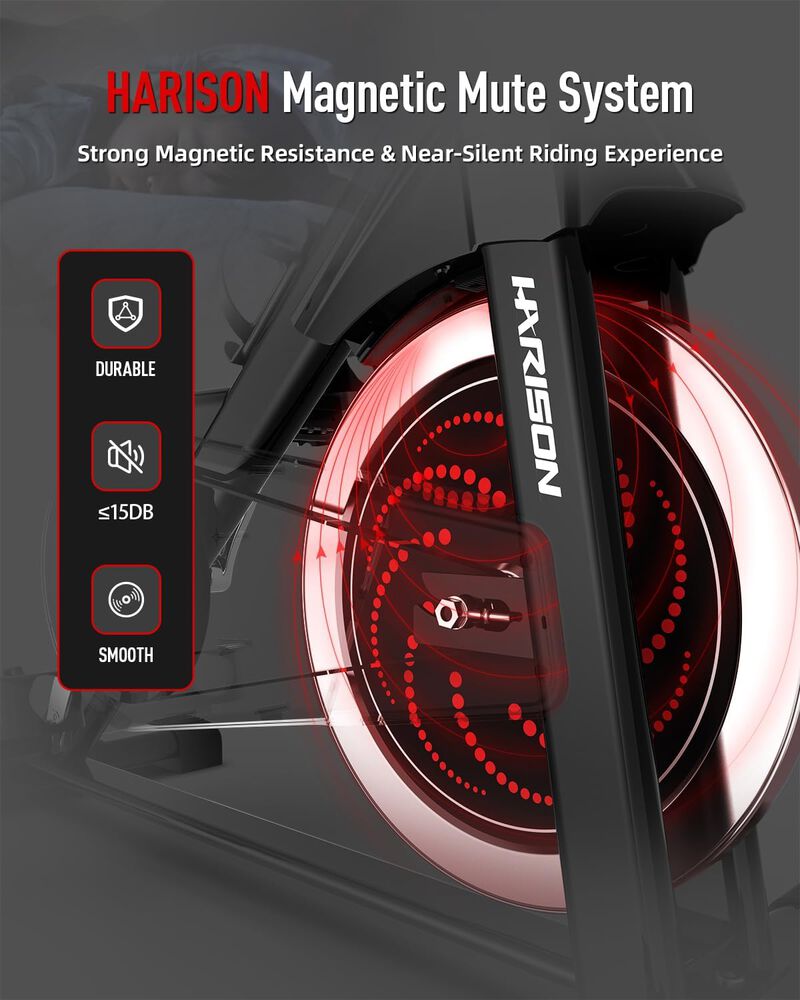 HARISON Magnetic Exercise Bike for Home 380 LB Capacity with Bluetooth, Stationary Bike with iPad Holder (HR-X12 Black) image number 4