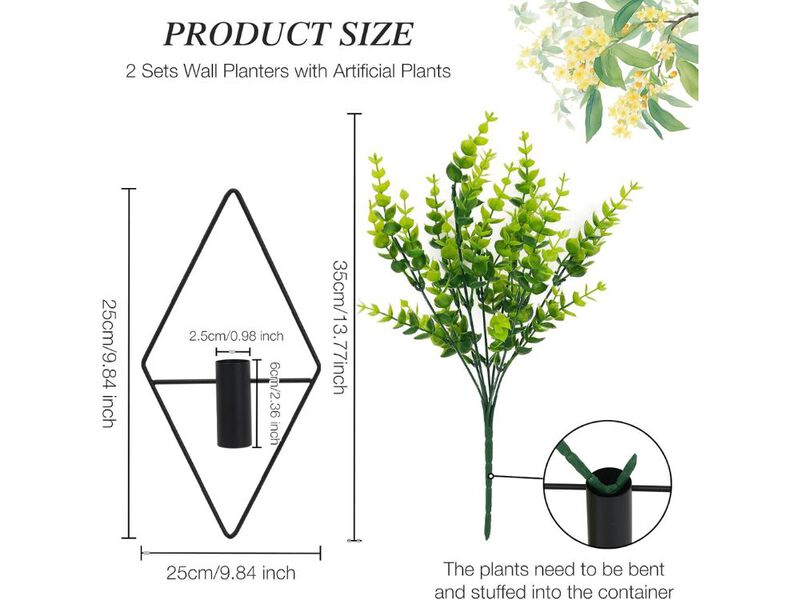 3 Pcs Eucalyptus Wall Plants Artificial Decor Boho Home Office Wall Decor image number 2