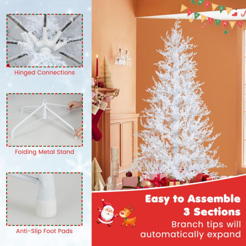 Hivvago 6 Feet Artificial Xmas Tree with 383 PE Branch Tips and 300 LED Lights