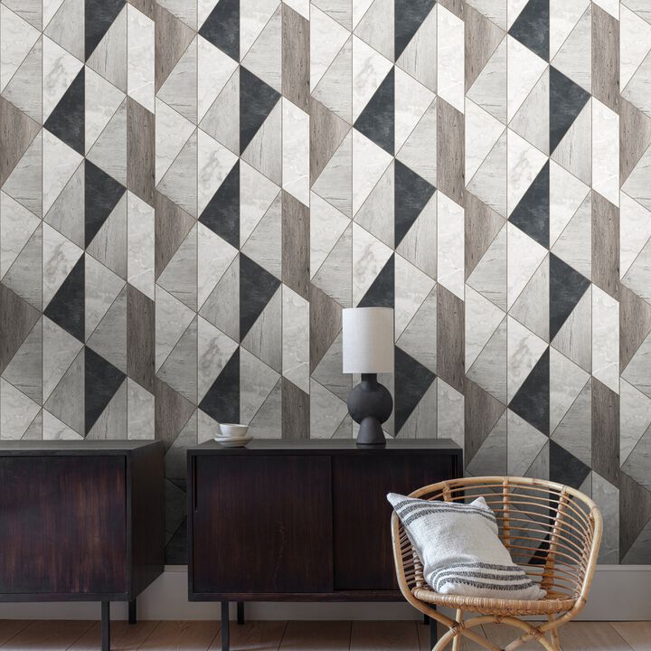 Arcadia Geometric All-over Grey Wallpaper ARA65104