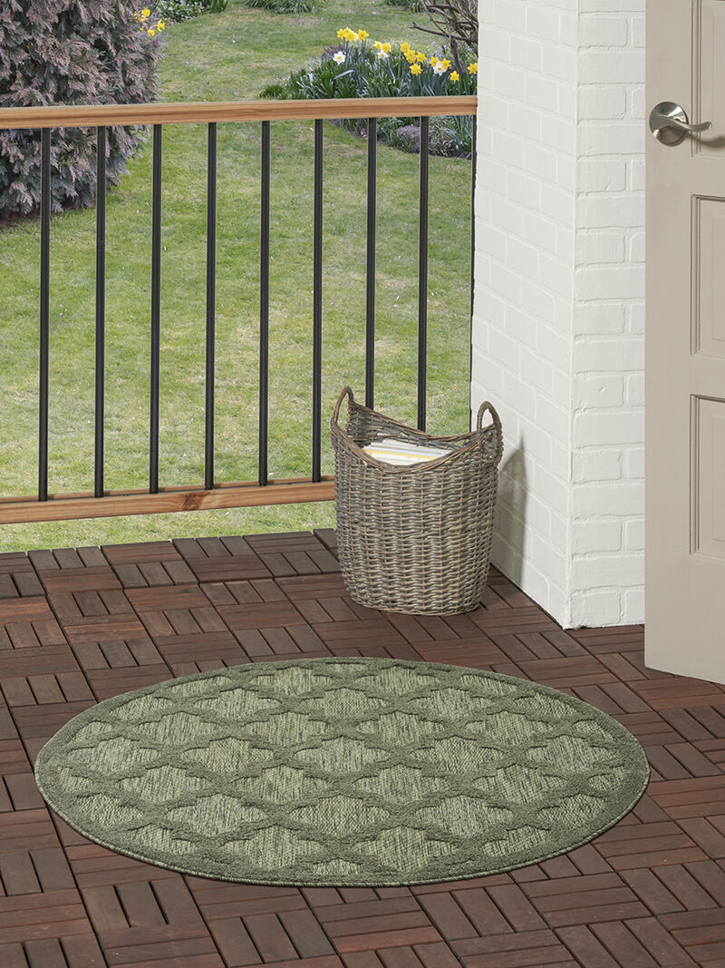 Easy Care NES01 Green 4' x Round Rug