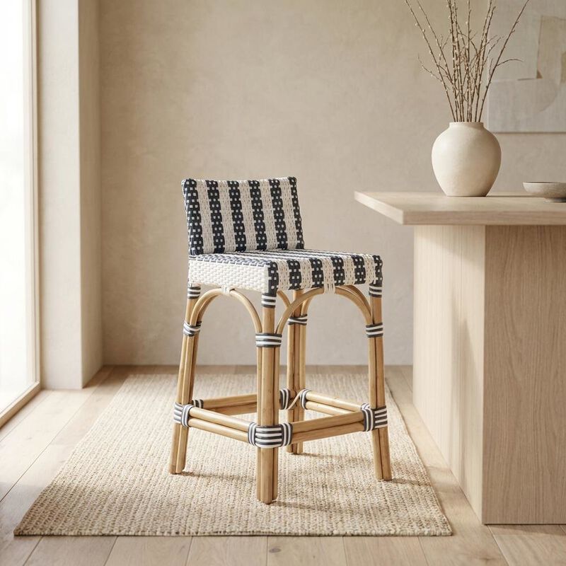 Starlight Canyon Home Rattan Low Back Counter Stool, Transitional Bar Stool for Dining Rooms image number 2