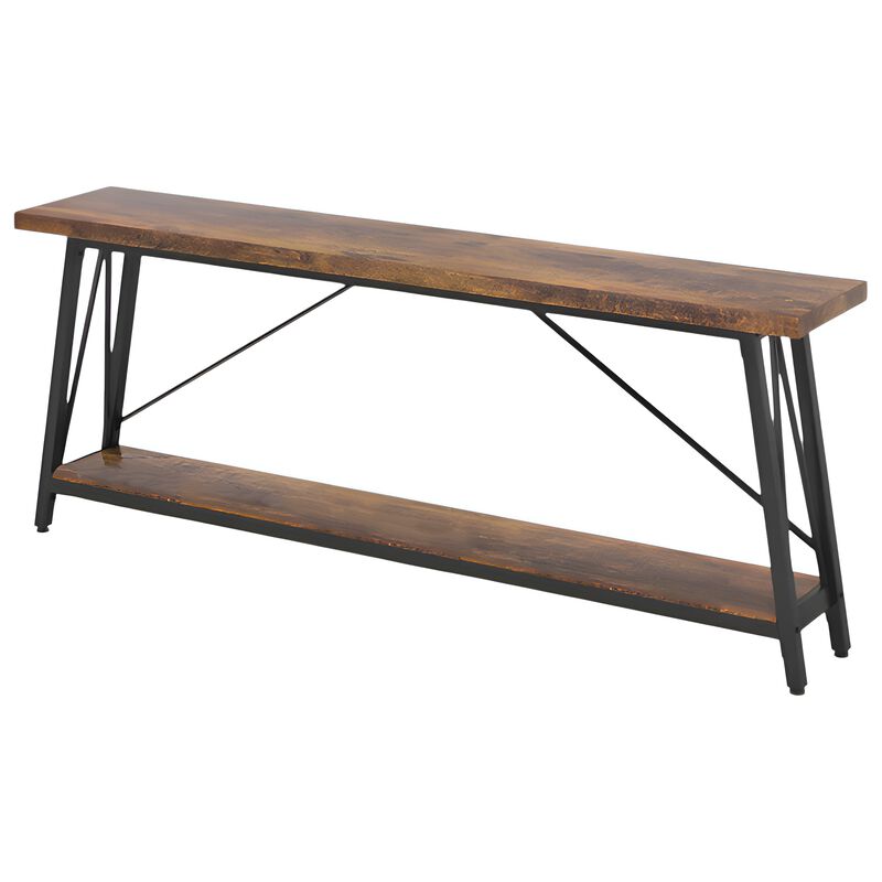 Long Sofa Console Table for Living Room, Fits Behind Couch-Dark Brown image number 0