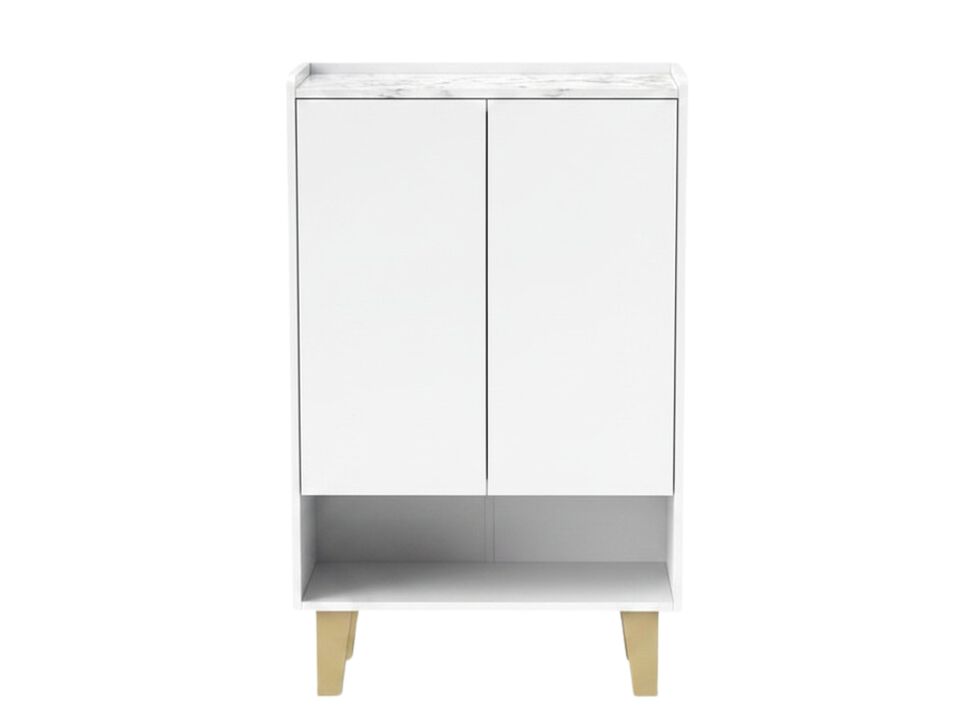 Entryway Wood Shoe Storage Cabinet 5 Tier White Doors Faux