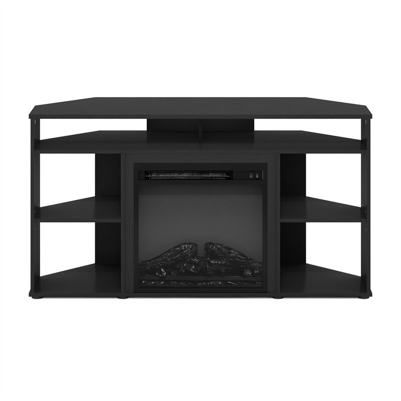 Furinno Furinno Jensen Corner TV Stand with Fireplace for TV up to 55 Inches, Americano