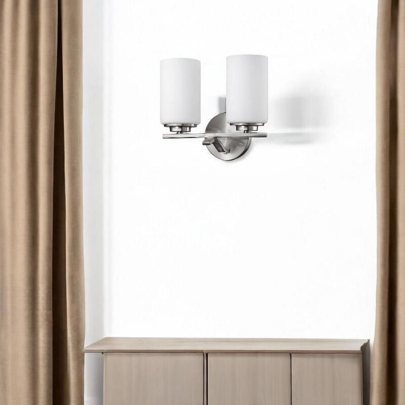 Hivvago Two Light Silver and Glass Wall Sconce