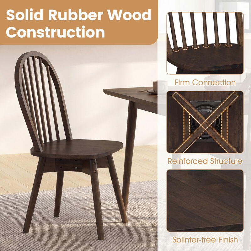 Set of 4 Swivel Windsor Dining Chairs with Solid Rubberwood Frames image number 5