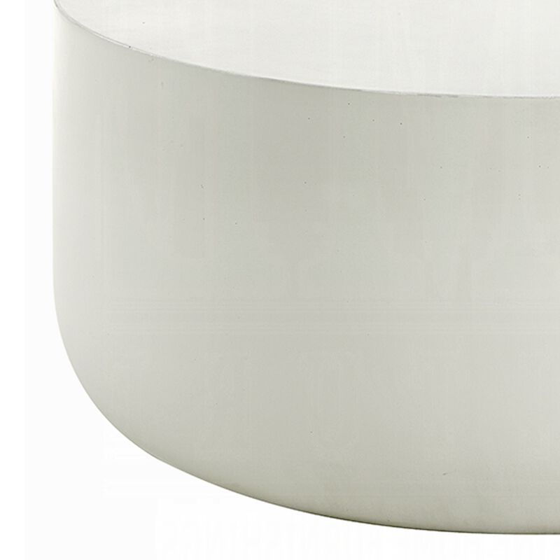 Utan Coffee Table, Modern Natural White Cement Frame, Round 31 Inch