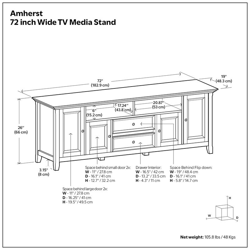 Amherst 72 inch Wide Solid Wood Transitional TV Stand in Light Golden Brown