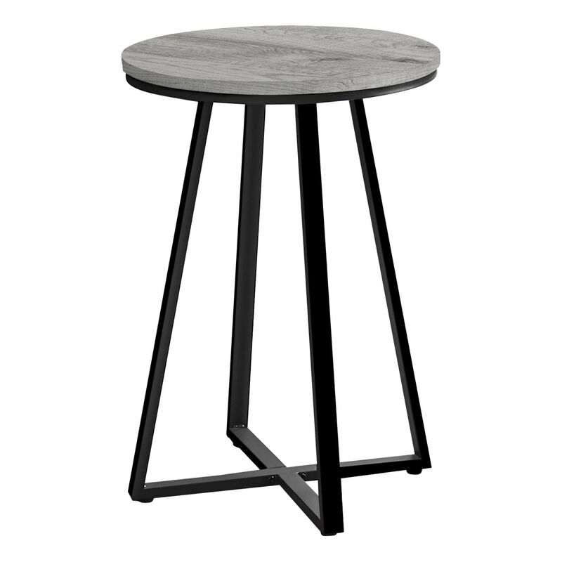 Monarch Specialties I 2176 Accent Table, Side, Round, End, Nightstand, Lamp, Living Room, Bedroom, Metal, Laminate, Grey, Black, Contemporary, Modern image number 0