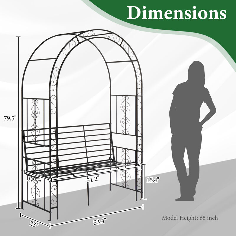 Double Layer Iron Garden Arch &ndash; Arc Roof with Chair for Courtyard or Patio
