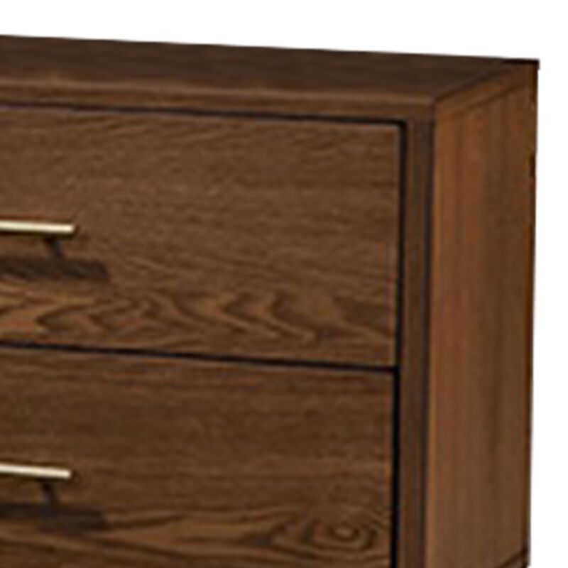 Queen Bedroom Set, Walnut Brown, Nickel Wood, 3 Piece Set with 2 Nightstands image number 6