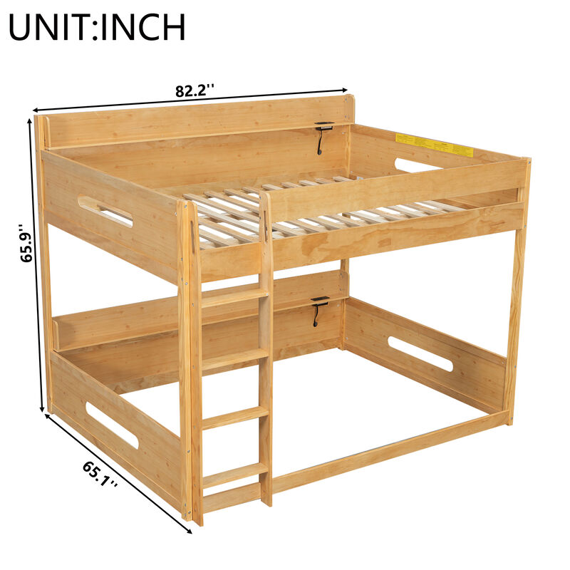 Merax Queen over Queen Wood Bunk Bed with Storage Shelves image number 4