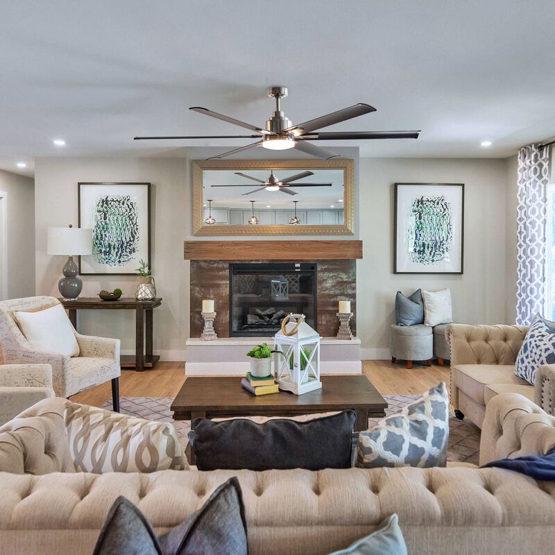 72 in. Modern Integrated LED Brushed Chrome Ceiling Fan with Light and Remote