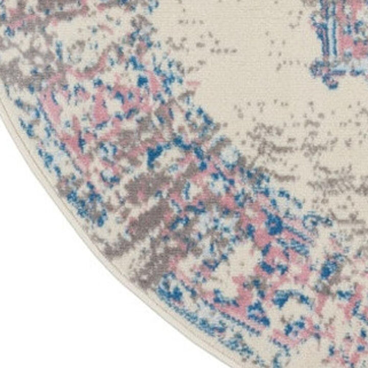 HomeRoots Medallion Distressed Non Skid Round Rug