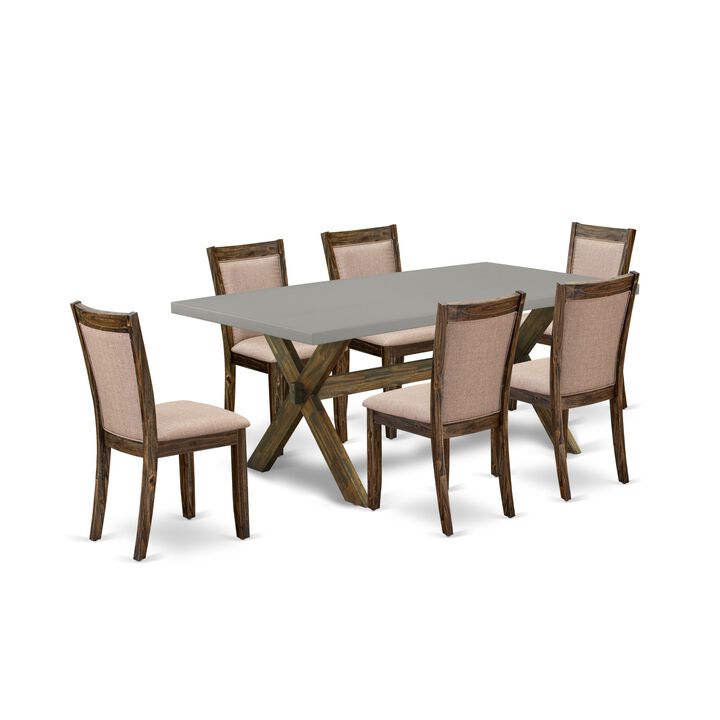 East West Furniture X797MZ716-7 7Pc Dining Room Set - Rectangular Table and 6 Parson Chairs - Multi-Color Color