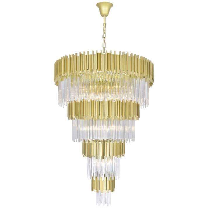 CWI Lighting Deco 34 Light Down Chandelier With Medallion Gold Finish