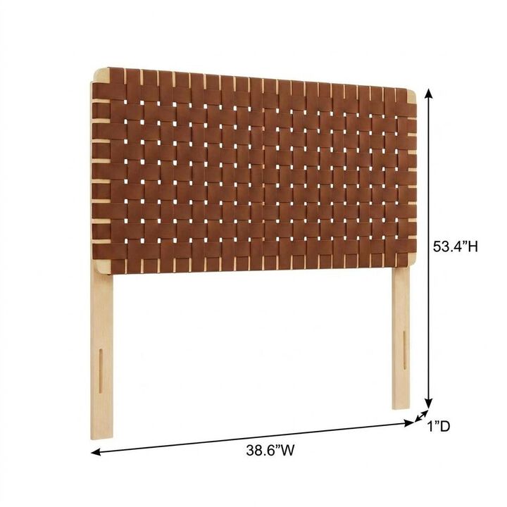 Vegan Leather Twin Headboard with Woven Texture and Sturdy Frame