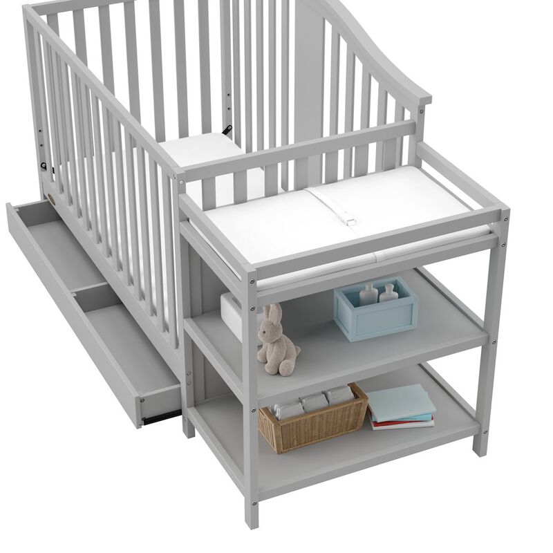 Graco Solano 4-in-1 Convertible Crib & Changer with Drawer - Pebble Gray