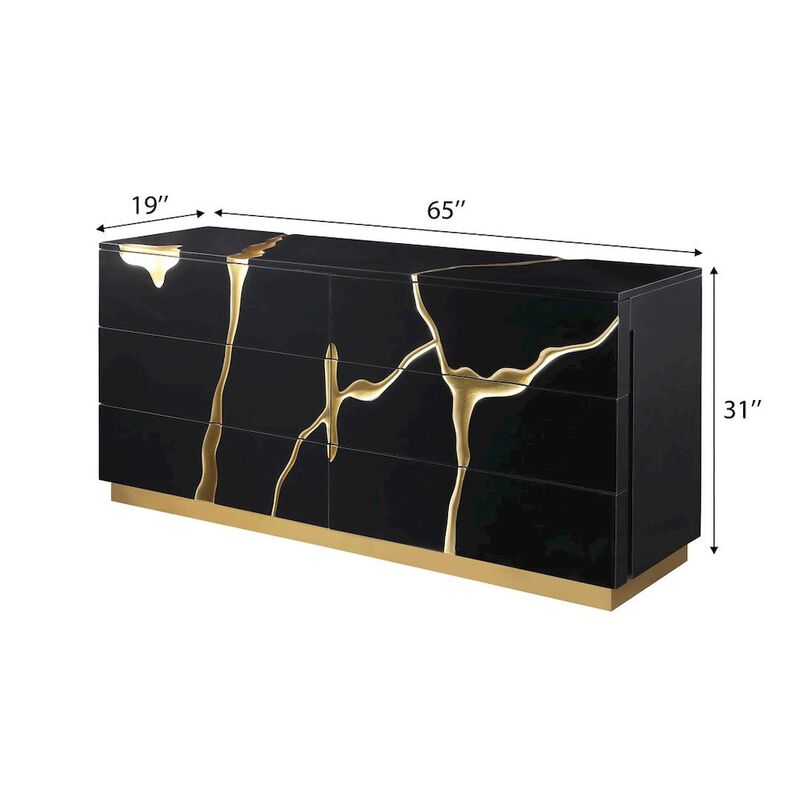 Modern Lacquered Dresser with Striking Crack Accents and Base image number 7