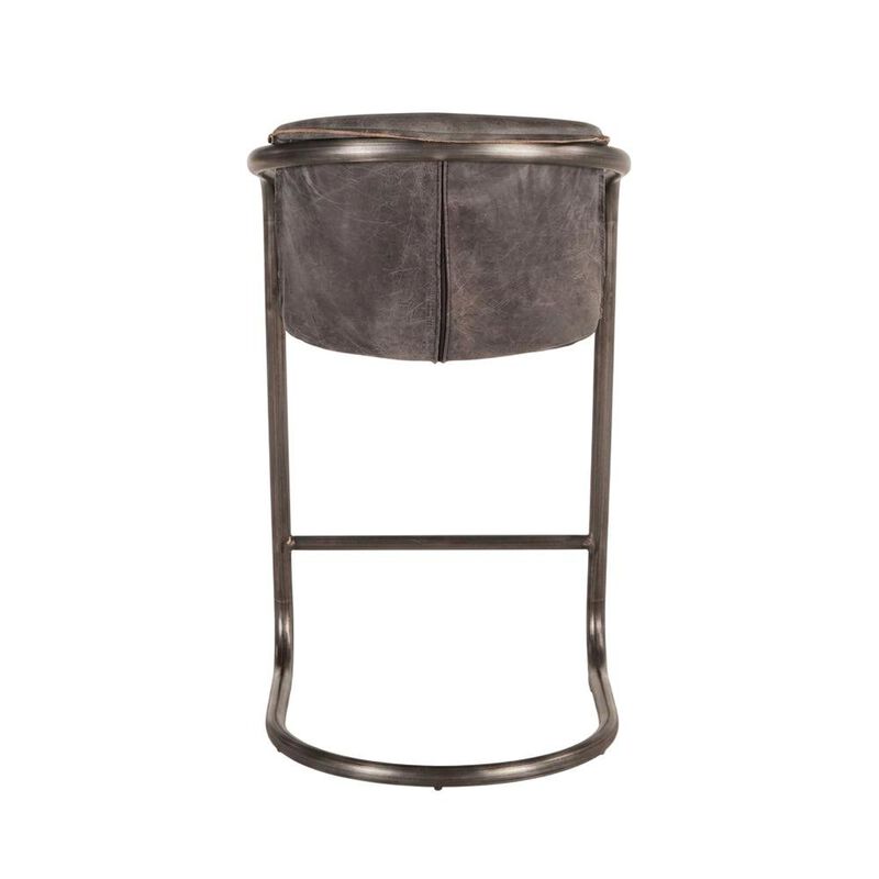 Starlight Canyon Home Leather Upholstered Counter Stool with Footrest,Bar Chairs, Brushed Nicel image number 3