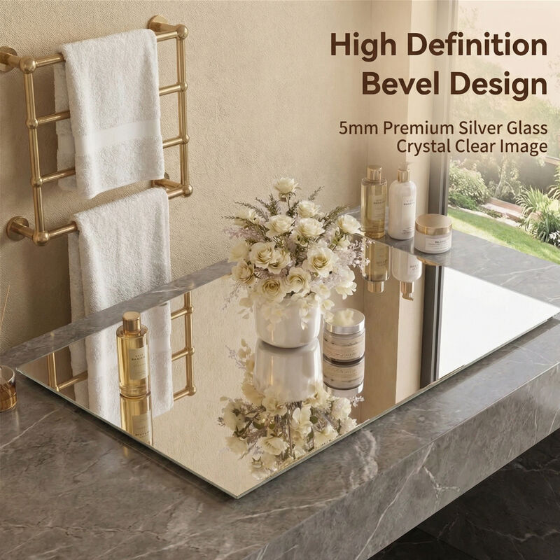 ELEMENT ACE 60 Inch Full Body Round Corner Wall Hanging Mirror High Definition Explosion Proof Silver Glass for Living Room Bedroom Cloakroom Home Decor image number 7