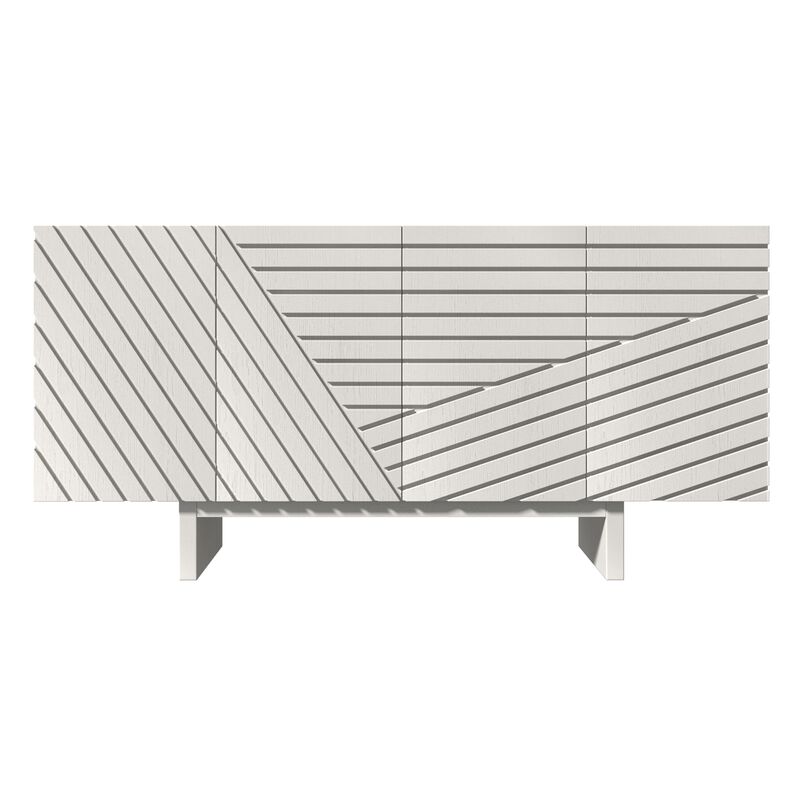 Clihome 63"Sideboard Buffet Cabinet with Adjustable Shelf,Brown Line