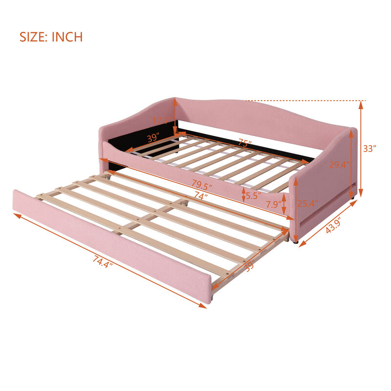 Merax Teddy Fleece Upholstered Daybed with Mobile APP Controlled LED Lights image number 3
