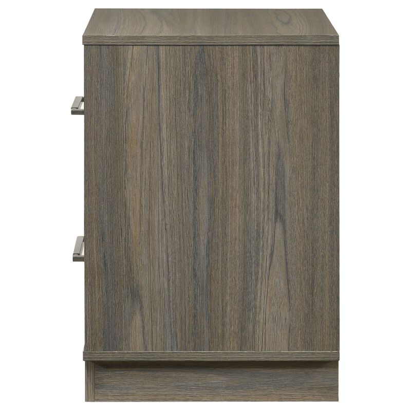 Fene Nightstand, 2 Storage Drawers with Nickel Handles, 24 Inch Gray - Benzara
