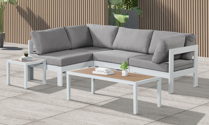 Meridian Furniture Nizuc Grey Water Resistant Fabric Outdoor Patio Modular Sectional image number 2
