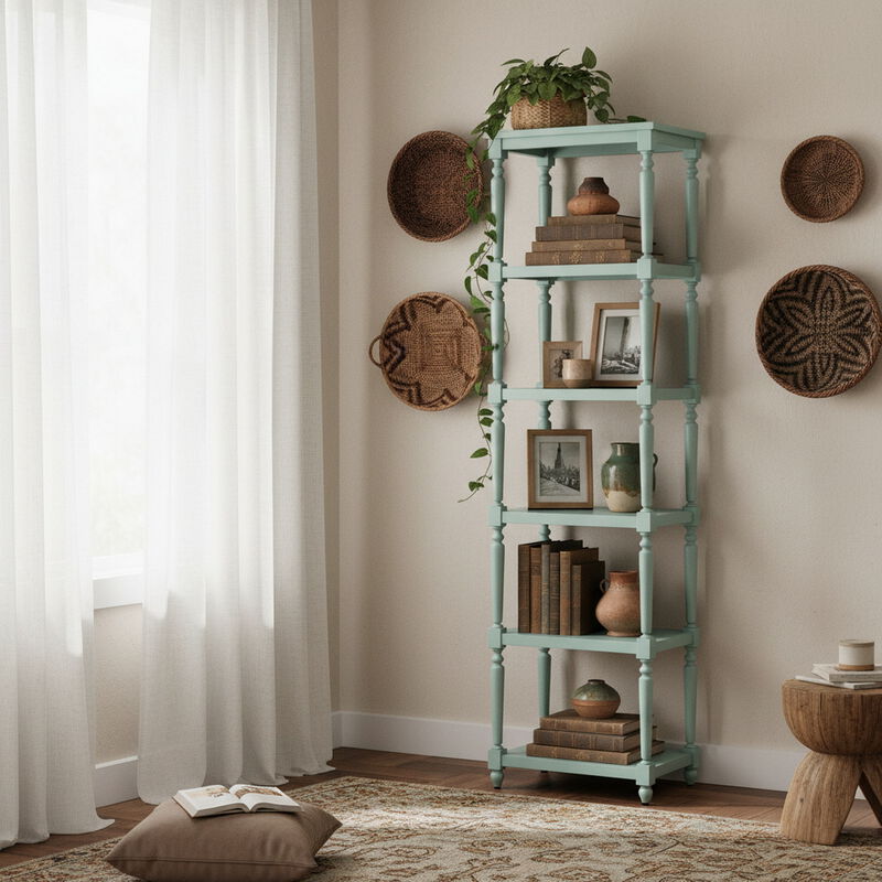Evermore 5 Shelf Turquoise Etagere image number 1