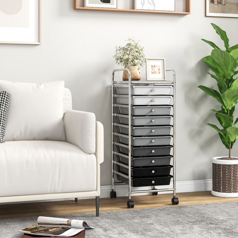 Rolling Cart Organizer with 10 Drawers &ndash; Ideal for Home or Office