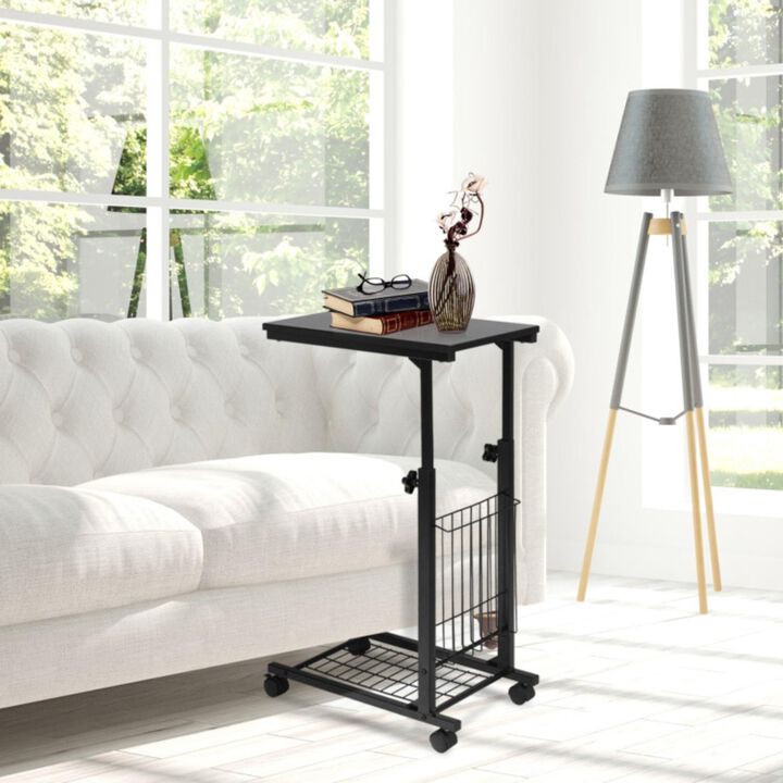 Hivvago Rolling Height Adjustable Sofa End Side Table
