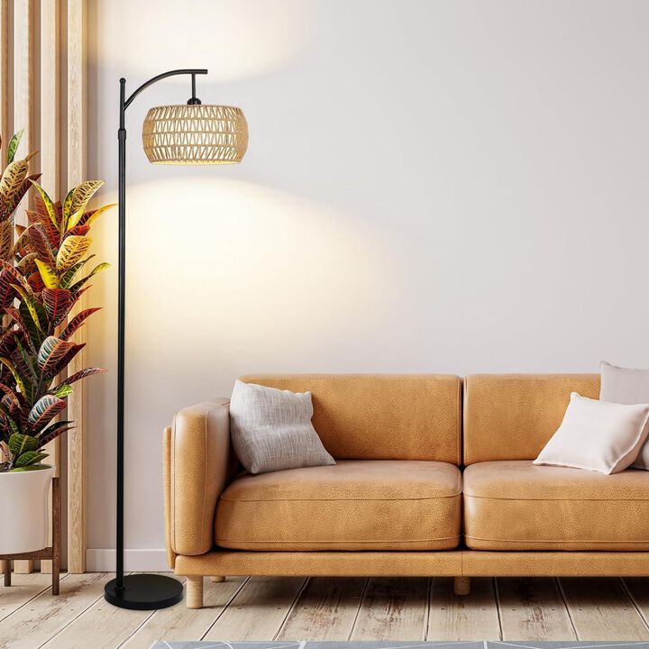 ELEMENT ACE Dimmable Arc Floor Lamp with Remote Control, 3 Color Temperature Settings, Adjustable Height Rotatable Arm for Living Room Bedroom Decor
