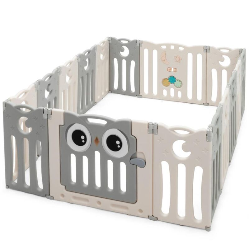 Hivvago 16-Panel Baby Activity Center Play Yard with Lock Door