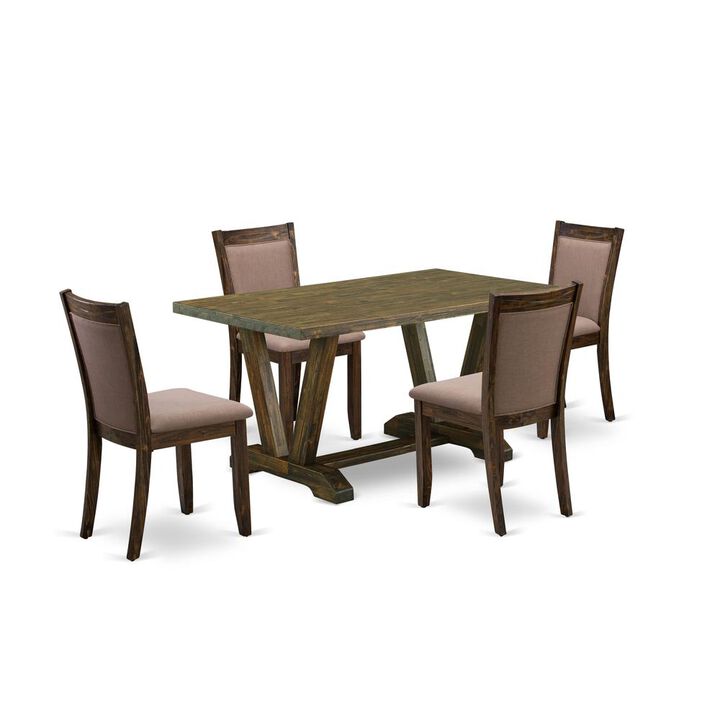 V776MZ748-5 - 5-Pc Dinette Set - 4 dining room chairs and 1 Dining Table (Distressed Jacobean Finish)