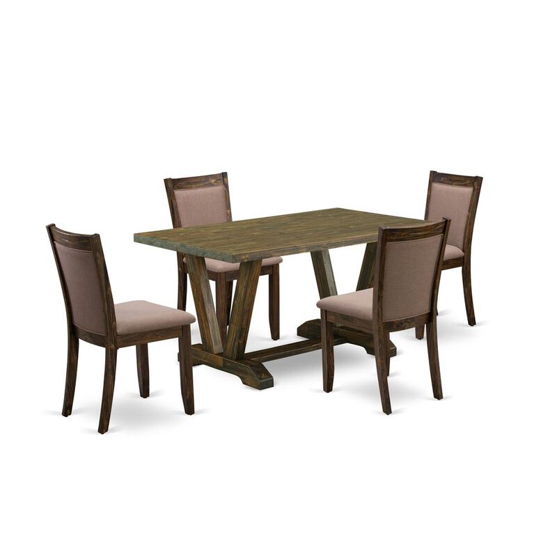 V776MZ748-5 - 5-Pc Dinette Set - 4 dining room chairs and 1 Dining Table (Distressed Jacobean Finish)