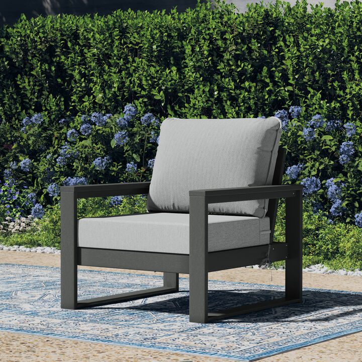WestinTrends Outdoor Modern HDPE Patio Club Chair with Waterproof Deep Seat Cushions