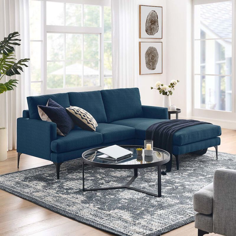 Modway Evermore Right-Facing Metal and Fabric Sectional Sofa in Azure Blue image number 6