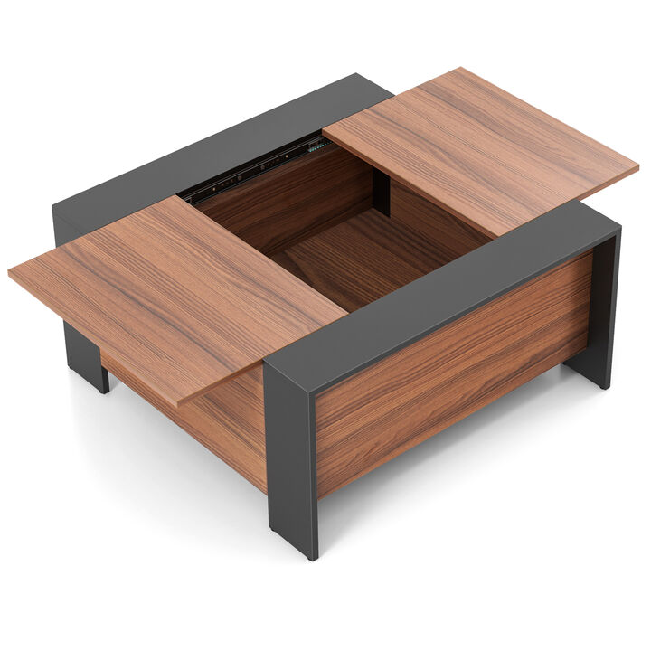 36.5 Inch Coffee Table with Sliding Top and Hidden Compartment
