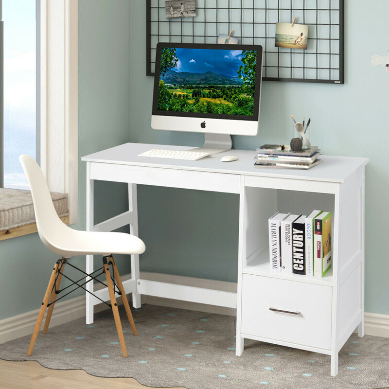 47.5 Inch Modern Home Computer Desk with 2 Storage Drawers image number 1