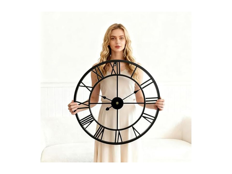 Metal Completely Wall Clock 24 Inch Silent Non Ticking Battery Operated