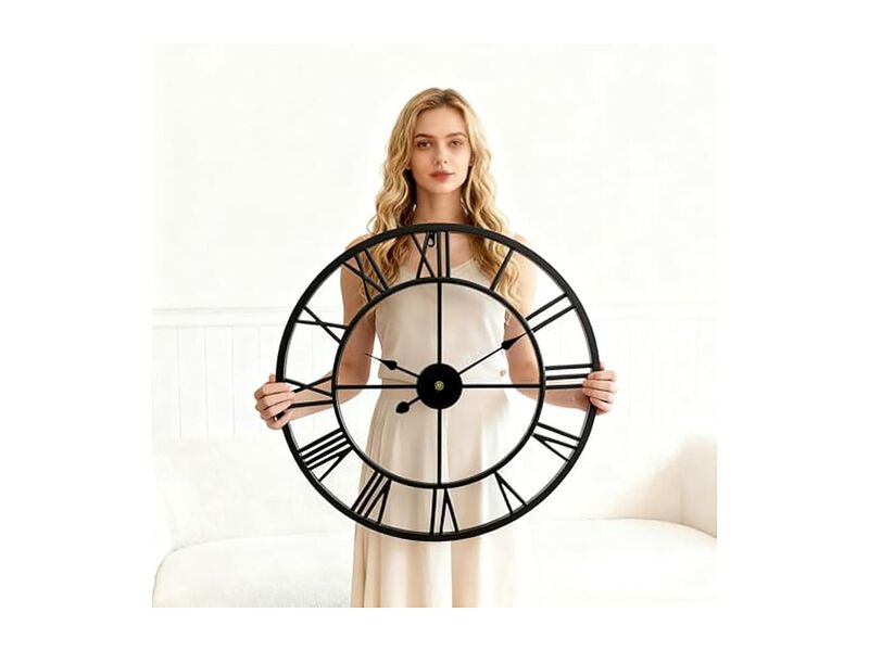 Metal Completely Wall Clock 24 Inch Silent Non Ticking Battery Operated image number 1
