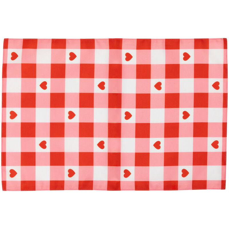 Set of 4 Checkered Hearts Valentine's Day Placemats 18"