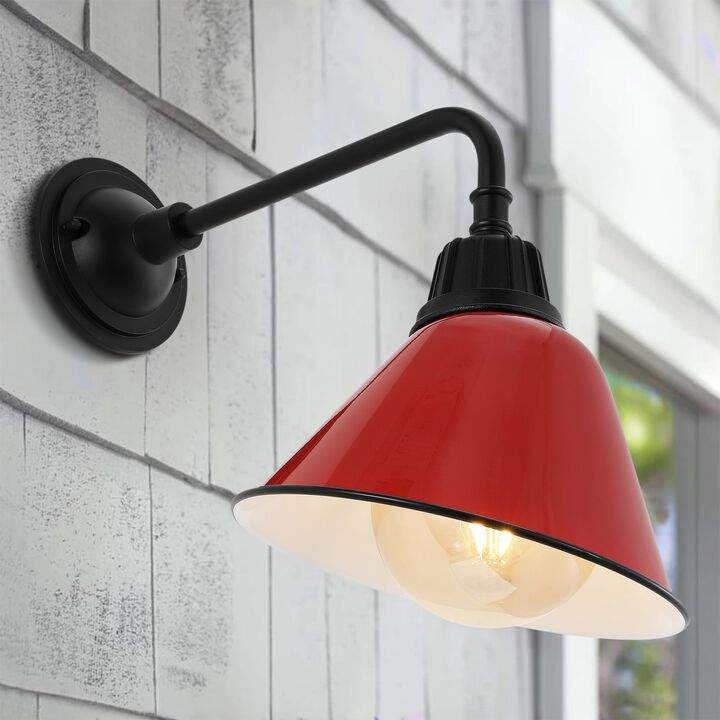 Croydon 9.63" 1-Light Farmhouse Industrial Indoor/Outdoor Iron LED Gooseneck Arm Outdoor Sconce