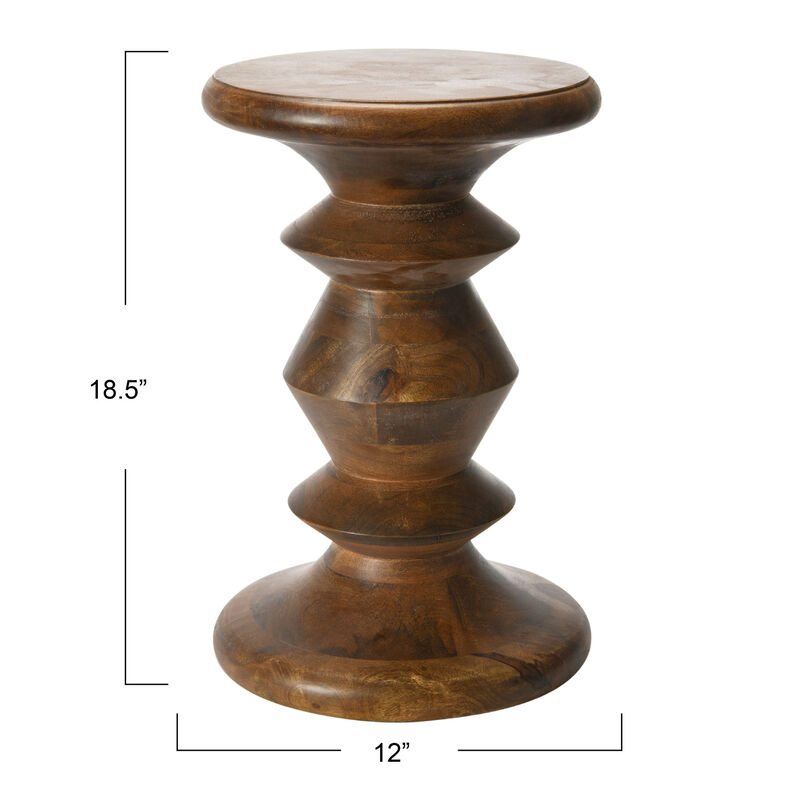 Berns Mid Century Modern Solid Wood End Table or Stool, Classic Walnut Finish image number 2