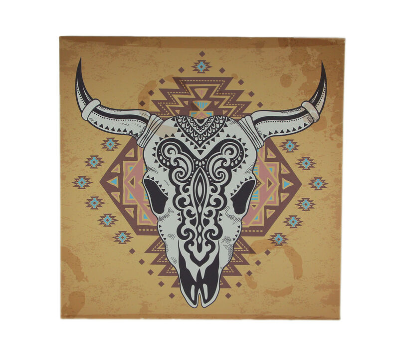 Southwest Steer Skull Santa Fe Style Canvas Print image number 0